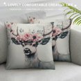 thumbnail image 3 of SHERONV Portrait of Deer Stag Flowers On Head Watercolor Decorative Throw Pillow Covers Square  Pillowcase Protectors Cushion Cover for Home Sofa Couch Chair Back Seat 12x12in, 3 of 5