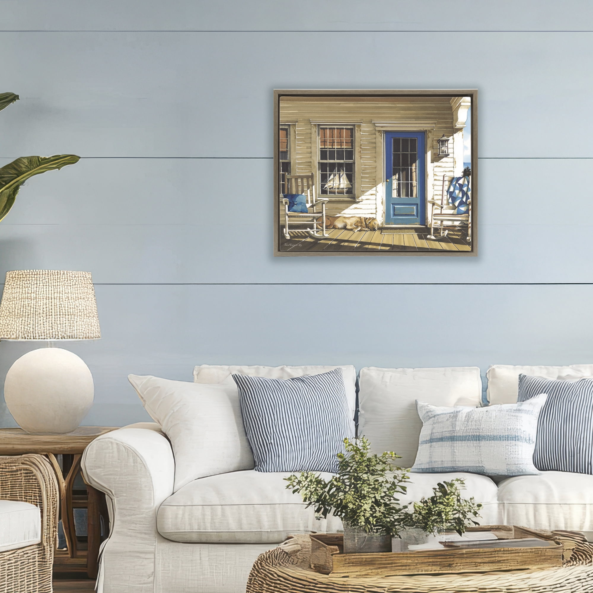 Stupell Industries Front Porch Gathering Brown Framed Floater Canvas Wall Art, design by John Rossini