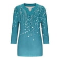 thumbnail image 5 of Ounisa Womens Plus Size Tops V Neck T Shirts 3/4 Sleeve Blouse Summer Casual Tees, 5 of 5