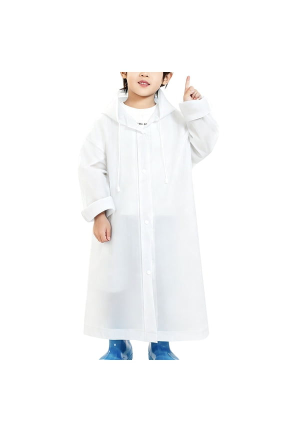Kids Rain Ponchos Boys Girls Reusable Raincoats with Hood Long Sleeve Waterproof Long Rain Coats 6-11 Years