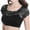 Black, variant on Miqool Womens Short Sleeve Lace Crop Top Slim Fitted Going Out Tops Casual Basic T-Shirts Base Layer Undershirts