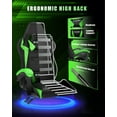 thumbnail image 3 of Bigzzia Gaming Chair with LED Lights, Computer Chair with Lumbar Support, Ergonomic High Back Video Game Chair with Swivel Seat and Headrest, Green, 3 of 8