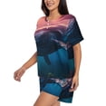 thumbnail image 2 of Susaid Sunshine Ocean Whale Print Women's Pajama Set, Button-Up Sleepwear with Elastic Waist Shorts, Perfect for Lounging, Yoga, Beach, and Casual Wear-3X-Large, 2 of 7
