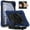 Navyblue+Black, variant on ELEHOLD Rugged Hybrid Case For Samsung Galaxy Tab A9+, with Built-in Kickstand 360° Rotating Handstrap Crossbody Shoulder Strap Shockproof Heavy Duty Case, Navyblue+Black