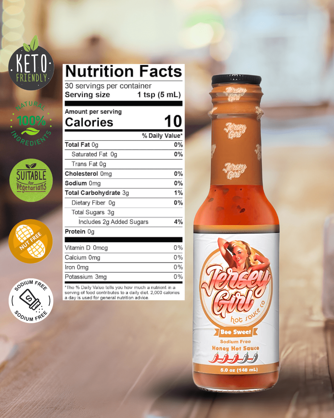 Jersey Girl Hot Sauce Variety Pack (Fiesta) Sizzlin, Bee Sweet, and Taco "Bout Hot.