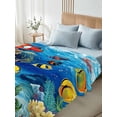 thumbnail image 4 of Cartoon Fish Queen Size Flat Sheet, Wrinkleproof & Fadeproof Cooling Flat Bed Sheet Only, Blue Colorful Sea Ocean Seagrass Coral Breathable Soft Bedding Top Sheets 90 x 102 Inches, 4 of 8