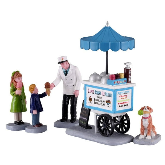LEMAX Happy Scoops Ice Cream Cart, Set of 5 Figurine #12037