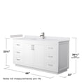 thumbnail image 5 of Wyndham Collection Miranda 66" Wood Single Bathroom Vanity in Nickel/White, 5 of 6