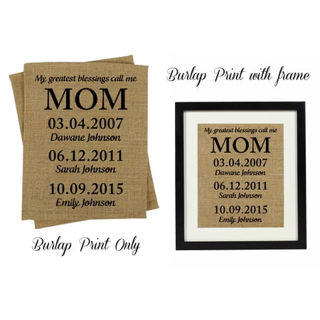 Darling Souvenir My Greatest Blessing Call Me Mom Burlap Print Personalized Mothers Day Gift-Burlap Print Only(11 x 14 Inches)