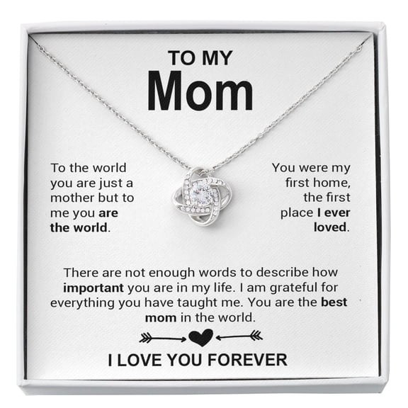 To My Mom Mother Day Anniversary Valentine Unique Necklace, A Meaningful Necklace Perfect For Anniversaries, Birthdays, Valentine V6732, White Love Knot Necklace