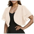 thumbnail image 2 of Bolero Shrug Cardigans for Women 2025 Summer Lightweight Short Sleeve Ruffled Open Front Cropped Cardigan, 2 of 6