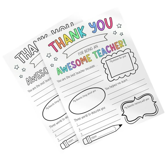 User Friendly Teacher Appreciation Week Coloring Cards With Custom Messages Student Crafted Gift For Educators All Grade Level