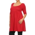 thumbnail image 2 of Women's Plus Size Scoop Neck 3/4 Sleeves  Babydoll Midi Mini Dress, 2 of 5