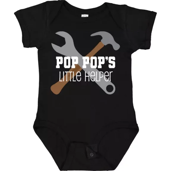 Poppop Little Helper Baby Bodysuit Pop Pops Grandson Grandkids Infant Bodysuit Cute Baby Onesie, BABY BODYSUIT LAT 4424