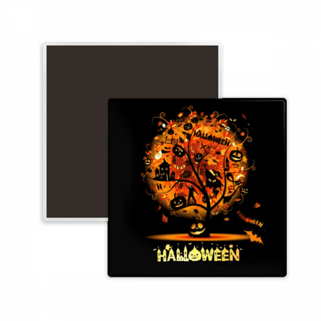 

Halloween Cartoon Tree Pattern Square Ceracs Fridge Magnet Keepsake Memento