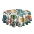 thumbnail image 5 of Beige Pioneer Flower and Leaf Pattern Round Tablecloth 60"x60",Wrinkle Wipeable Table Cloth for Kitchen Dining Room Picnic Patio Party, 5 of 6