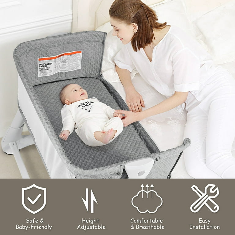 Babyjoy Baby Side Bedside Sleeper Washable Mattress Height