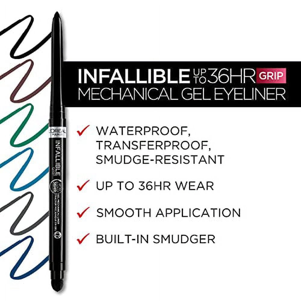(2 pack) L'Oreal Paris Infallible Grip Mechanical Gel Makeup Eyeliner, Emerald Green