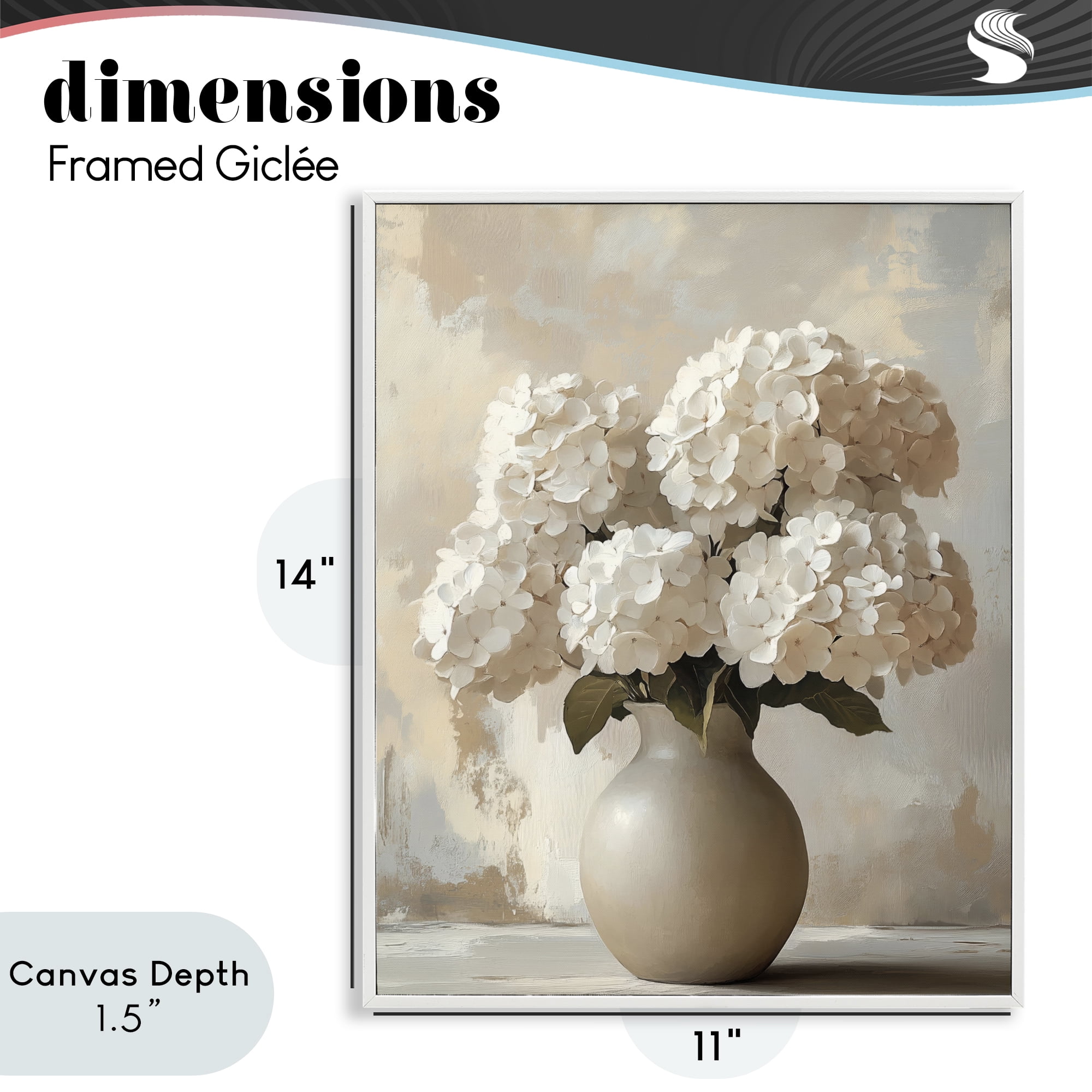 Stupell Industries Vase of Hydrangeas in Bloom White Framed Giclee Art, design by LSR Design Studio