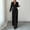 Black, variant on Womens Two Piece Outfit Long Sleeve Breasted Blazer High Waist Straight Leg Pants formal Business Suit Khaki XL(XL)