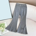 thumbnail image 2 of ZyeKqe Newborn Baby Girls Flare Pants Stretchy High Waisted Pants Ribbed Knit Ruffle Hem Bell Bottom Trousers, 2 of 3