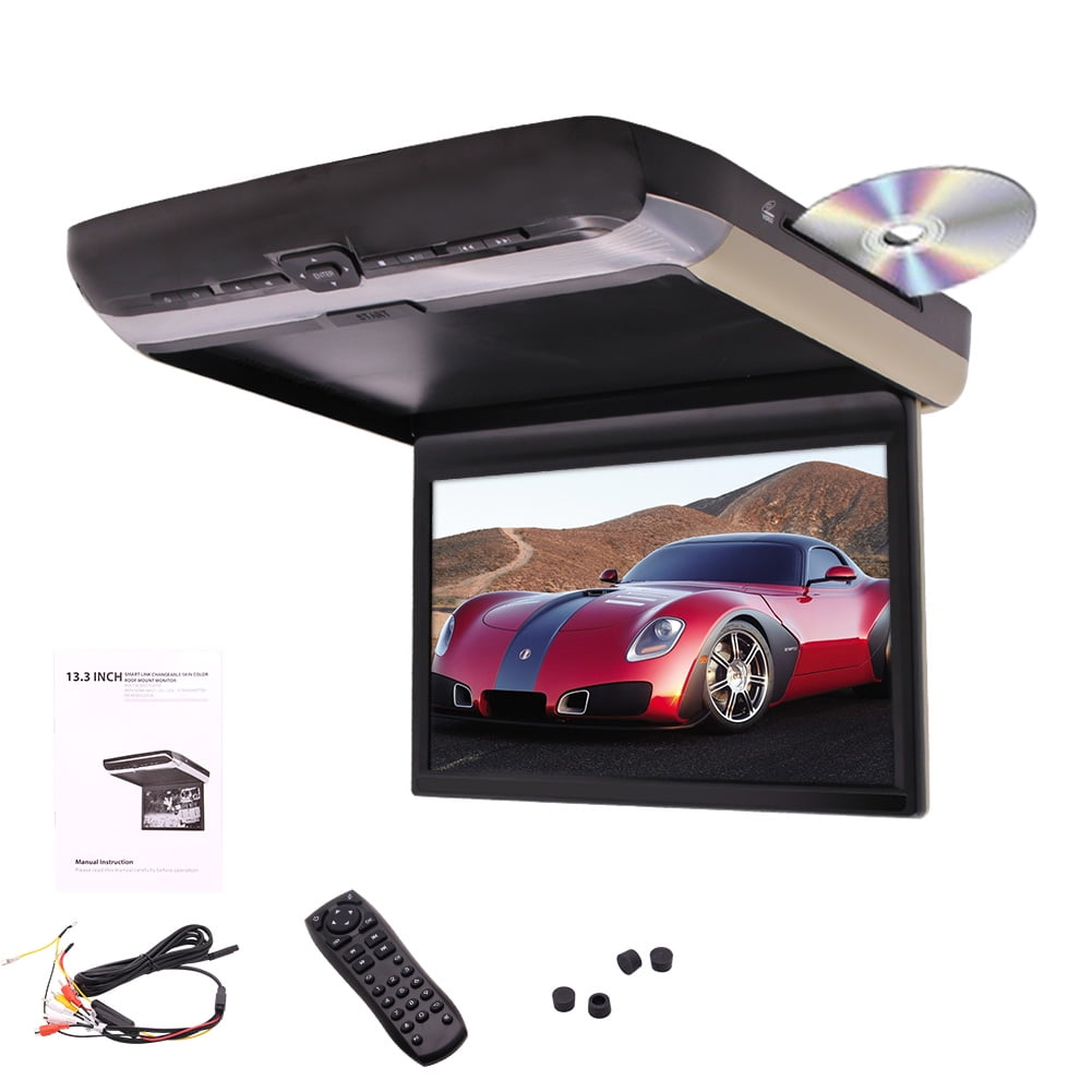 Car Overhead Monitor IPS Screen Display 13.3 inch LCD Vehicle Flip Down Roof Mount Console
