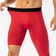 thumbnail image 4 of YLSDY Fashion Mens One Leg Compression Tights for Basketball Gym Sport Leggings 3/4 Compression Pants with Pockets Red S, 4 of 9