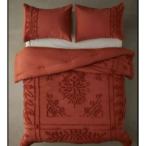 DecorAvenue Cotton Duvet Cover Boho Bedding Set Comforter Quilt Cover Hand Tufted Duvet Cover 3 Piece Zip Closure Adult Twin Size 59x102 Inches