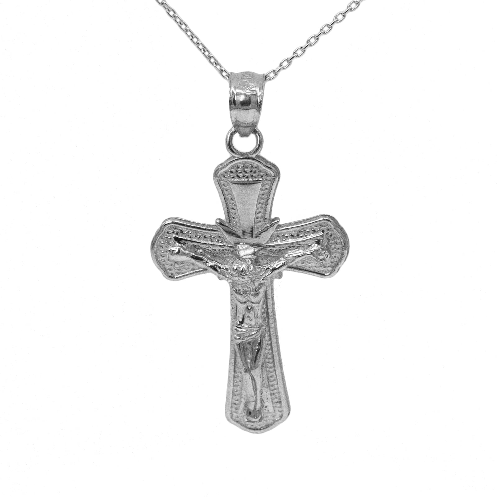 10k White Gold Cross Pendant (No Chain 