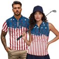 thumbnail image 2 of Aplkyhs Vintage USA Star Matching Couple Golf Shirts Quick Dry Women's Matching Hawaiian Golf Shirt for Couple Machine Washable Suitable for Tennis Enthusiasts Lightweight, 2 of 6