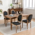 thumbnail image 3 of GAKMCIL PU Faux Leather Dining Chair with French Solid Wood Frame, Hand Pull Button Decoration, Nailed Headdress Edge, Density Foam, Steel Spring Lining, Weight Capacity:300lb, Black (Set of 2), 3 of 9