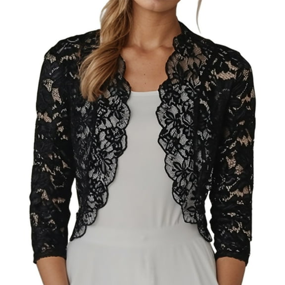 Women's Short Vest Cardigan Solid Color Elegant Lace And Collarless Design