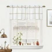 DriftAway Semi Sheer Buffalo Plaid Check Window Valance Curtains 4 Packs Checkered Rod Pocket Valance Modern Farmhouse Style for Kitchen, Living Room, Bedroom, 52" x16" Khaki