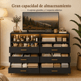 thumbnail image 4 of Zocalo Cómoda de 6 Cajones con Luz LED RGBW, Mueble para TV hasta 60 Pulgadas, Organizador Multifuncional con Estantes Abiertos para Dormitorio, Sala o Comedor, 120 x 40 x 100 cm, Negro, 4 of 13