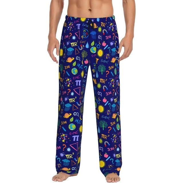 Fotbe Mathematics And Chemistry Pantalones de Pijama para Hombre, Pantalones de Dormir, Pantalones de Casa con Cintura Ajustable y Bolsillos-3X-Large