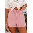 thumbnail image 3 of Trendy High Waisted Frilled Denim Shorts - Feminine and Fashionable, 3 of 7