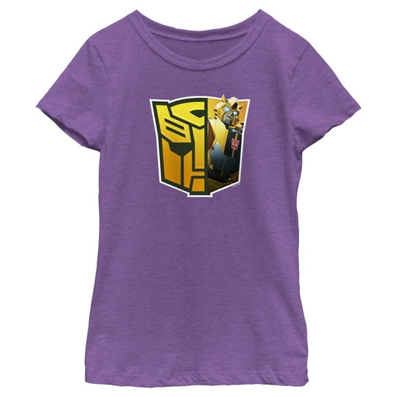 Girl's Transformers: EarthSpark Bumblebee Autobots Logo  Graphic Tee Purple Berry Medium