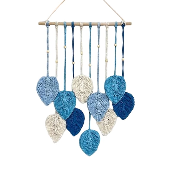 Leodye 1PCS Leaf Macrame Wall Hanging Tapestry, Hand Woven Wall Art Decor for Bedroom and Living Room Interior -15.7*26.7IN
