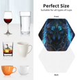 thumbnail image 6 of Honeii Cool Blue Light Wolf print Leather Coaster Set of 4, ideal for safeguarding your furniture from drinks spills and effortless cleanup-Hexagon, 6 of 6