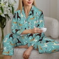 thumbnail image 6 of Pofeuu Cute Dog Print Womens Pajamas Set Long Sleeve Sleepwear Button Down Nightwear Soft Pj Lounge Sets Button Down Pajamas Women-Small, 6 of 7