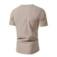 thumbnail image 3 of ZCFZJW Mens Cotton Henley T-Shirts Casual 1/4 Button up Short Sleeve Solid Color V Neck Plain Tees Shirt Big and Tall Regular Fit Pullover Tops Beige XXXXL, 3 of 8