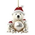 thumbnail image 2 of Polar Bear in Santa Hat Ornament – Birch Wood Holiday Decoration – Arctic for Animal Lovers, 2 of 9