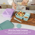thumbnail image 2 of Caperci 2 Pack 62 oz Salad Container for Lunch, 2-Section Meal Preparation Containers featuring Detachable Toppings Trays, Sauce Cup, Reusable Fork, BPA-Free (Purple & Green), 2 of 7