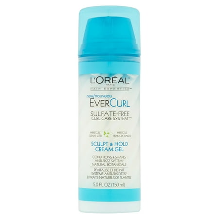 Loreal Textureline Curl Memory - L'Oreal Paris Hair Expertise Ever Curl Hibiscus Grape Seed Sculpt & Hold Cream-Gel, 5.0 fl oz