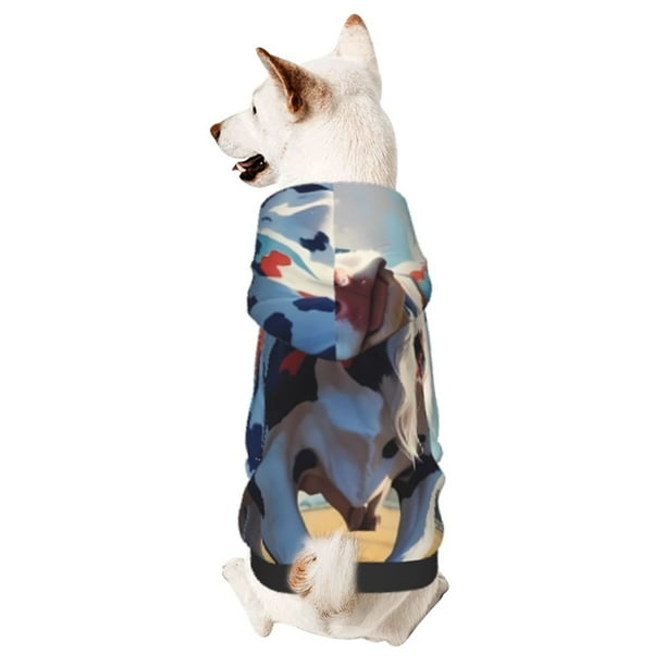 Fotbe Colorful Cow Pasture Sudadera con Estampado para Perros Pequeños – Suéter con Capucha para Mascotas, Tela Suave de Forro Polar con Bolsillo-Small