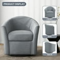 thumbnail image 5 of UIXE 360° Swivel Barrel Chair, Swivel Curved Accent Chair Art Deco Style Round Club ArmChair with Upholstered Light Grey Boucle Seating, 5 of 6