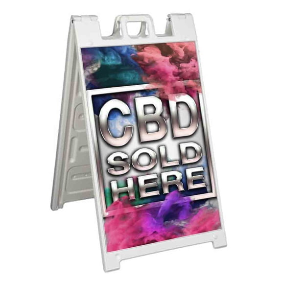 CBD Sold Here (24" X 36") Standard A-Frame Signicade, Includes Decal Applied To Stand