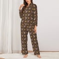 thumbnail image 2 of Pofeuu Turkey Sunflower Harvest Print Womens Pajamas Set Long Sleeve Sleepwear Button Down Nightwear Soft Pj Lounge Sets Button Down Pajamas Women-X-Large, 2 of 7