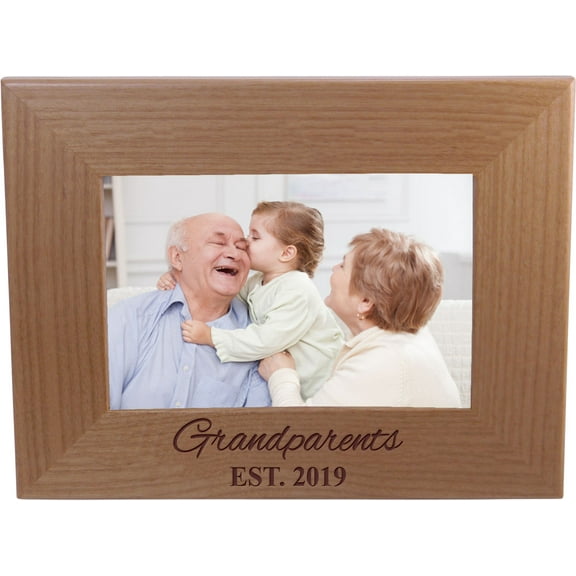 Grandparents EST 2019 4-inch x 6-Inch Wood Picture Frame