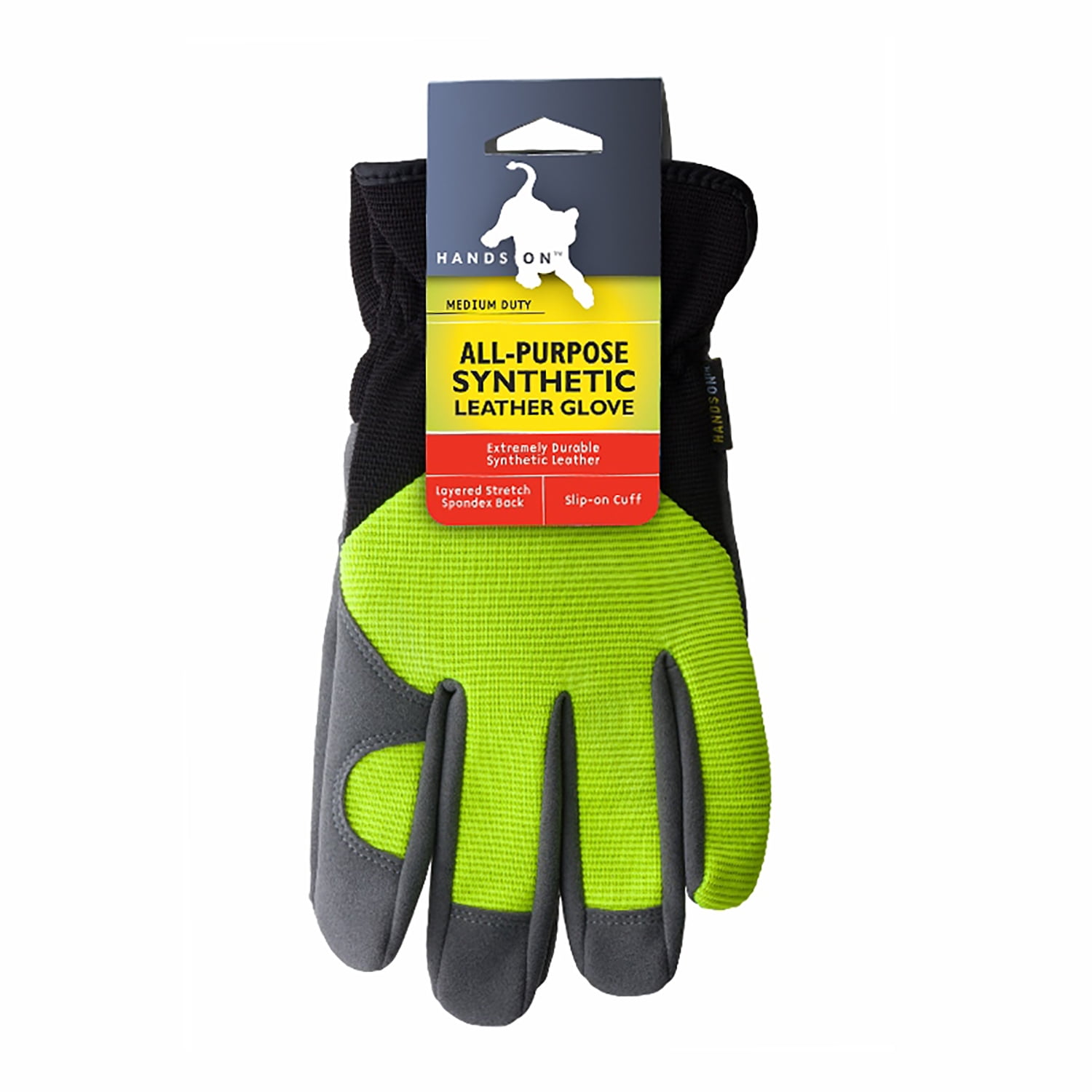 HD0002-M-72PK, Hi-Dexterity Multi-Purpose Synthetic Leather Gloves,  Hi-Viz Spandex Back, Slip-On Style, 72 Pair Value Pack
